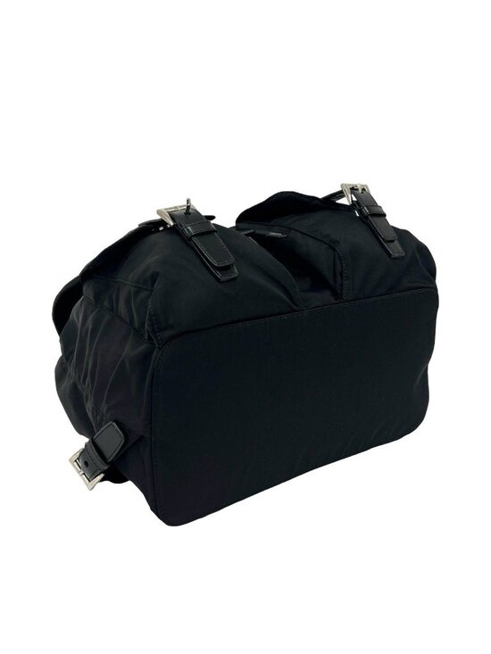 Prada Triangle Logo Tessuto Nylon Leather Backpack Black main image 8